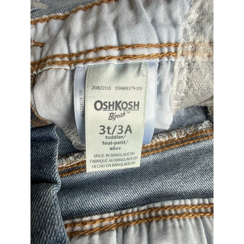 OshKosh B’gosh Girls 3T Denim Snowman Overall Jumper Dress Winter Applique
